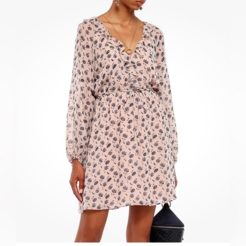 Joie Marelle Floral Ruffled Silk Dress In L  NWT - Picture 2 of 10